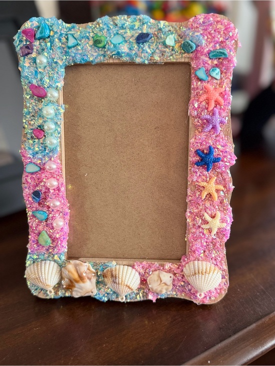 EJSBYDESIGN Other - Handcrafted Pink & Blue Shell Picture Frame - Beach Decor